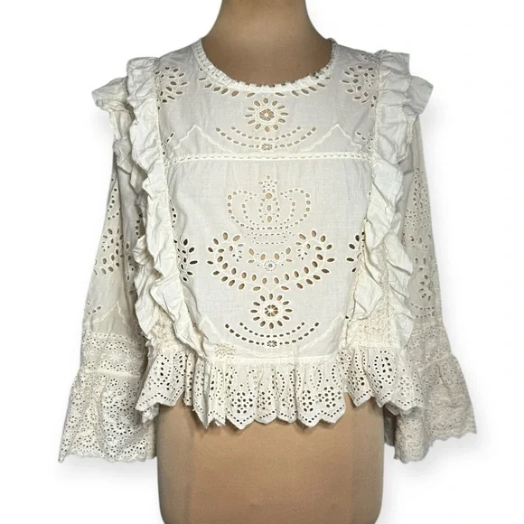Magnolia Pearl Hermione Eyelet Blouse TOP 2194-MOON-OS - Picture 3 of 16